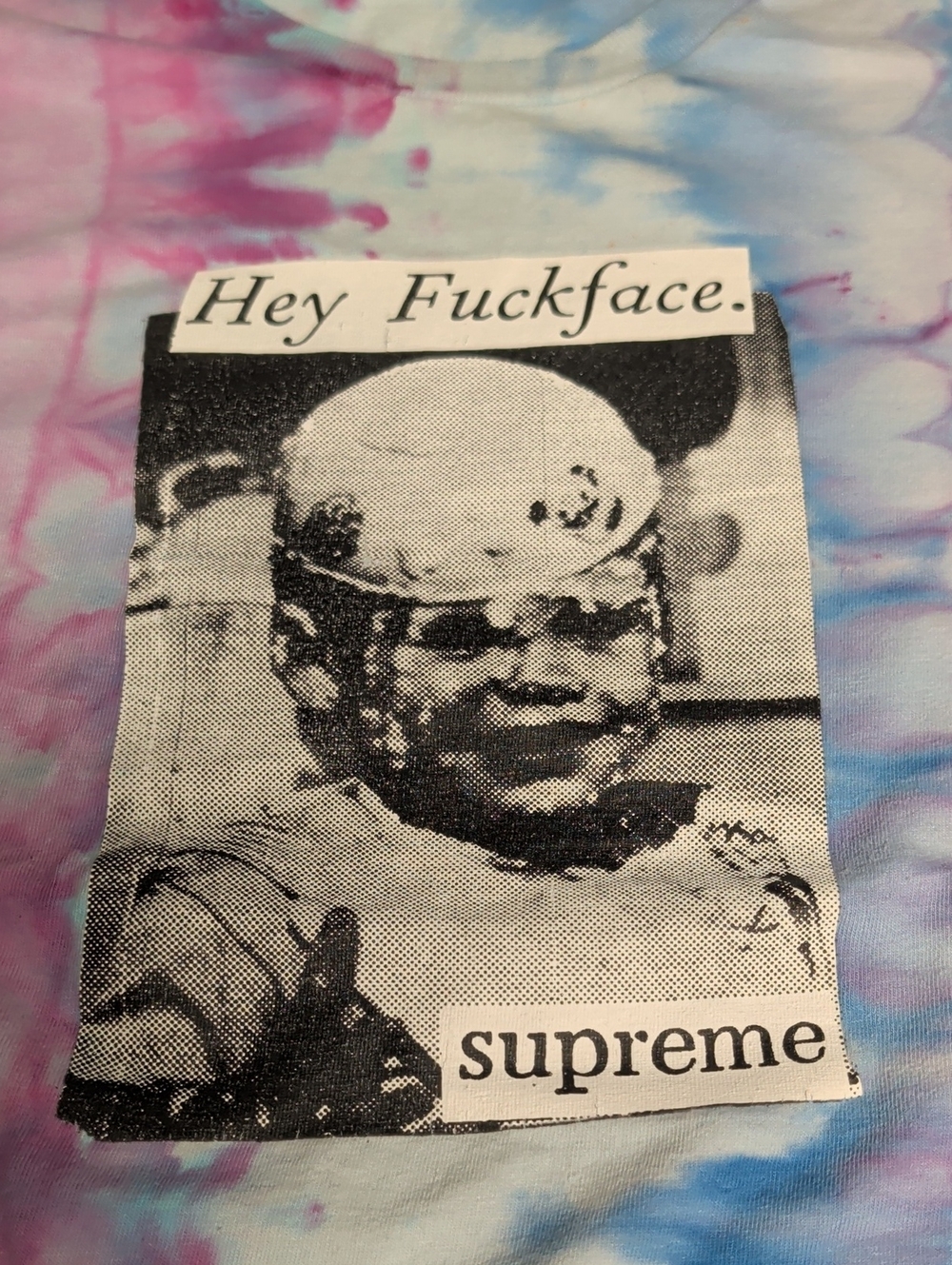 Supreme Tie-Dye Graphic Tee in Pink & Blue
